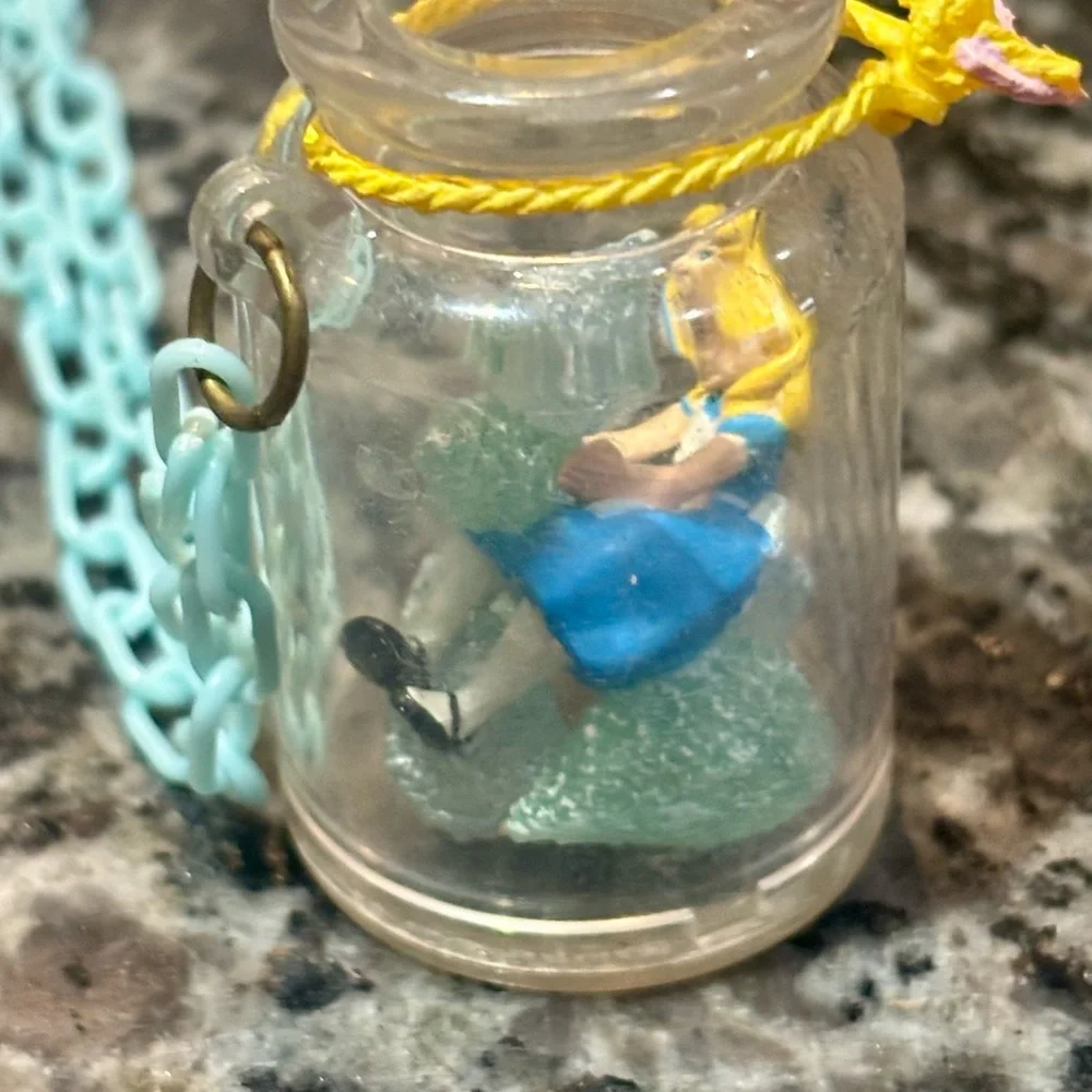 Miniature Alice in Wonderland Doll in Jar Necklace,